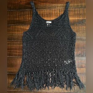 Mossimo Supply Co Black Crochet Fringe Tank Top